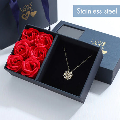 Rose Charm Duo Necklaces Gift Set